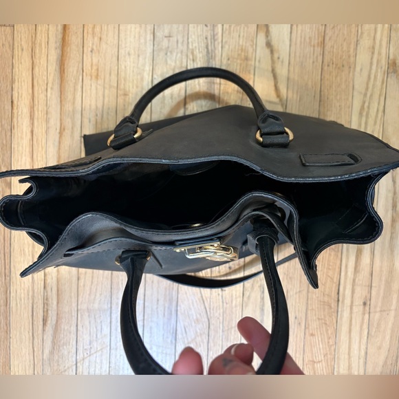 Michael Kors Hamilton Black Leather Satchel - Picture 3 of 5